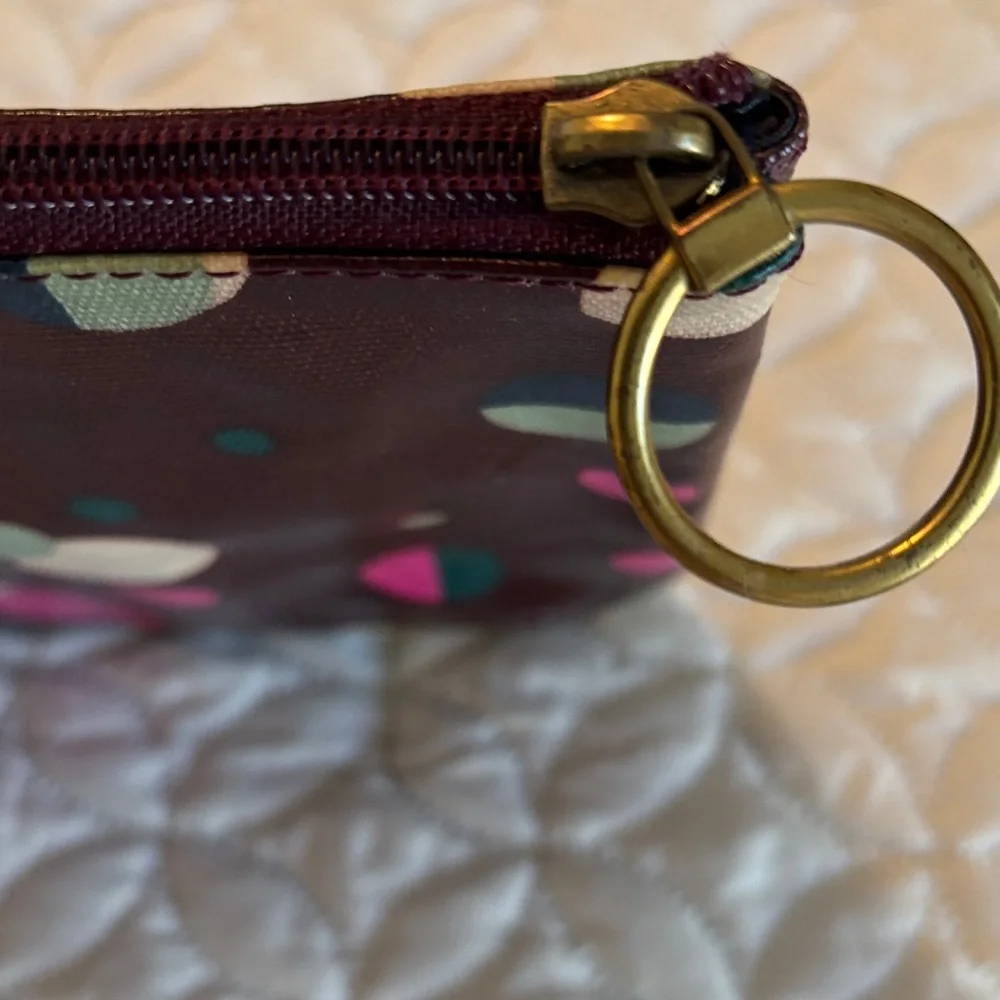 Fossil Brown Polka Dot Cosmetic Bag 11 x 9 in